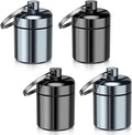 4 Pack Mini Pills Case Small Pill Holder Keychain for Purse - Portable Travel Pill Container Keychain, Waterproof Metal Daily Medicine Organizer Box for Office Outdoor Camping (Black & Grey)