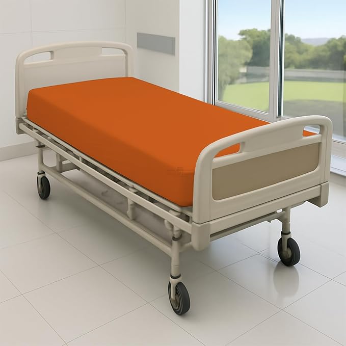 1 Pack Fitted Hospital Bed Sheets - Soft Microfiber Hospital Fitted Sheet - Hospital Bed Fitted Sheets (Orange, 36" x 84" x 12")
