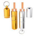 2 Pack Small Pocket Cigarette Case Keychain Portable Mini Aluminum Pill & Cigarette Organizer Container for Outdoor Camping Trips (Silver+Gold)