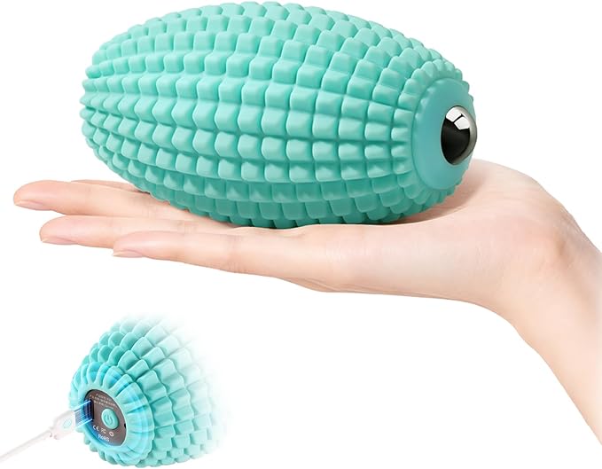 Vibrating Massage Ball for Muscle Recovery, Silicone Myofascial Massage Ball, Plantar Fasciitis Relief,Hip & Psoas Release, Deep Tissue & Trigger Point Roller for Neck, Back, Foot (Blue)