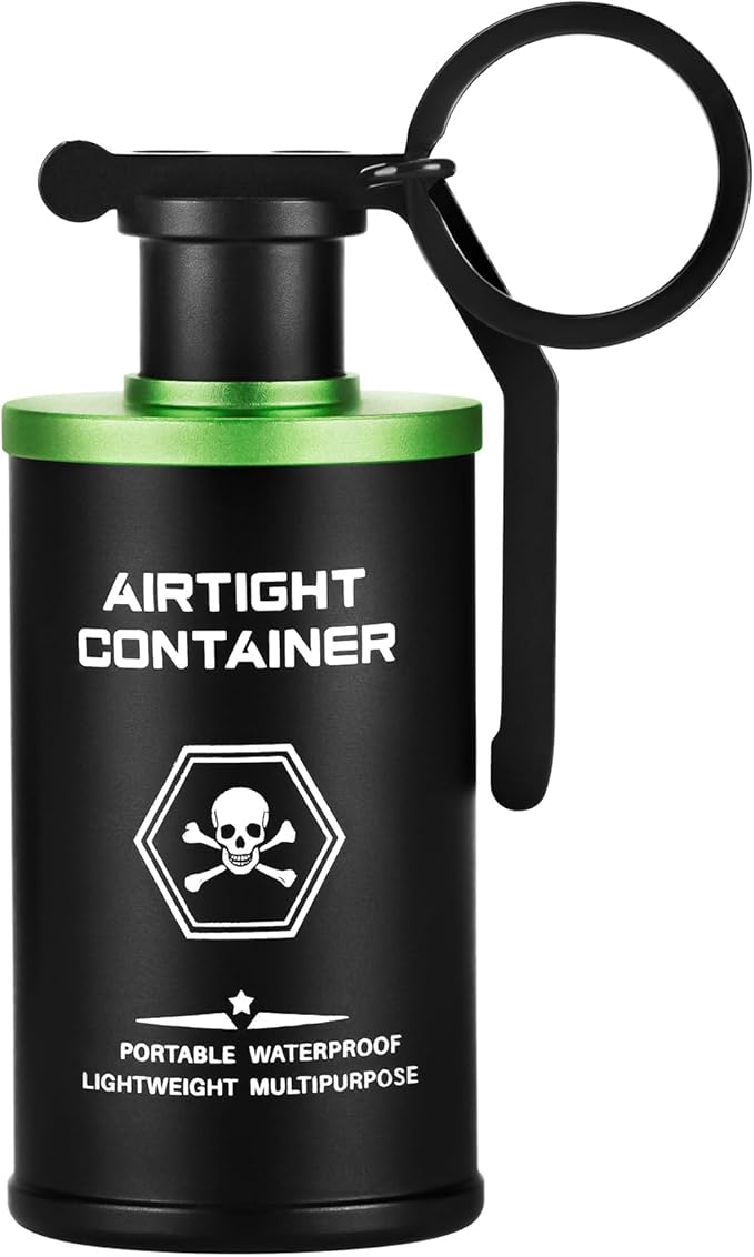 Tactical Pill Case, Durable Aluminum Small Pill Holder with Keychain, Airtight & Waterproof Vitamin Container for EDC, Travel, Outdoor - Green