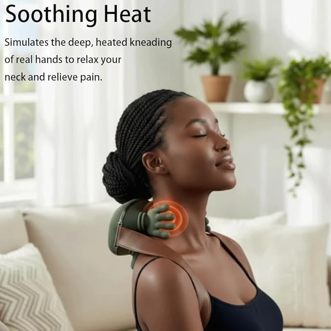 Heated Human-Like Shiatsu Neck Massager with Fingers, Wireless Portable Neck and Shoulder Massager, Electric Massagers for Neckk and Back Pain Relief and Muscle Relax