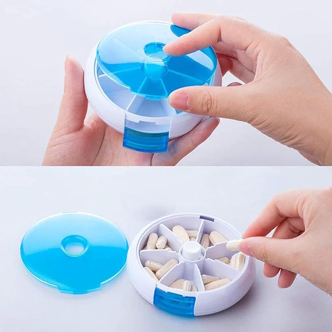 Weekly Pill Box - Safe and Eco-Friendly Weekly Round Pill Box, Round Weekly Pill Storage Box | Pills Storage Tool with 7 Compartments, Weekly Pill Dispenser for Pills Candy, vitaminn, and Other Items
