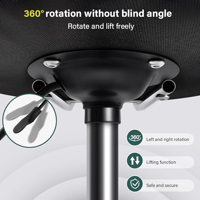 Square Minimalist Swivel Stool with Wheel for Work SPA Shop Massage Height-Adjustable and Cost-Effective Rolling Stool Chair with Back White