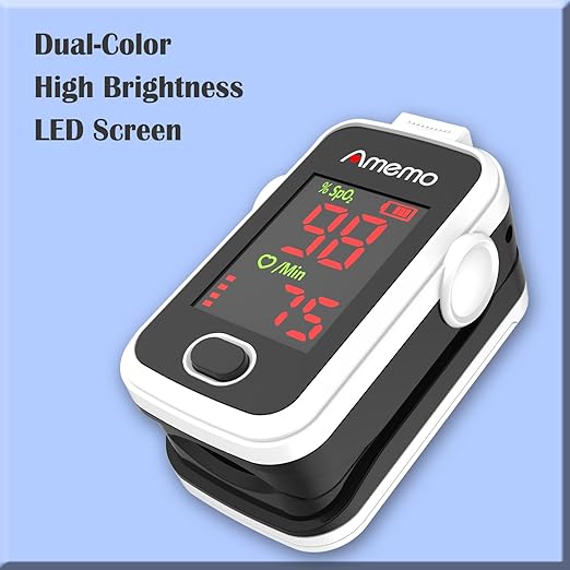 Pulse oximeter with alarm function, OLED display oxygen monitor fingertip, Blood oxygen saturation monitor (SpO2) with Carrying case, Silicone cover, Batteries and Lanyard