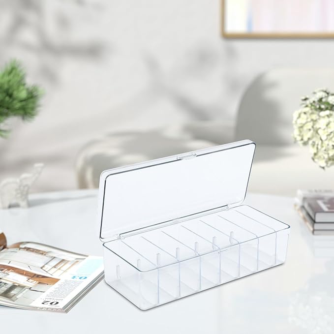 Bandaid Organizer Holder,Medicine Storage Box with Flip Cover,Multiple Compartments Band Aid Organizer,Bandaid Box for Elastic Bandage Wrap, Cotton Swabs(Clear)
