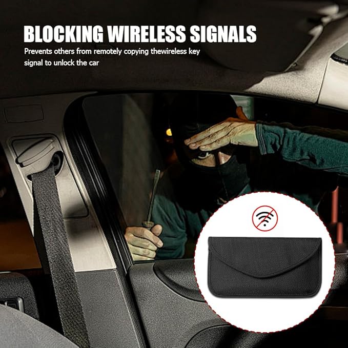 2PCS Faraday Bags for Car Key and Cell Phone, Signal Blocking Bag, Faraday Key Fob Protector, Universal Cell Phone Privacy Card Protection Car Accessories for Anti-Thefting (Black+Purple)