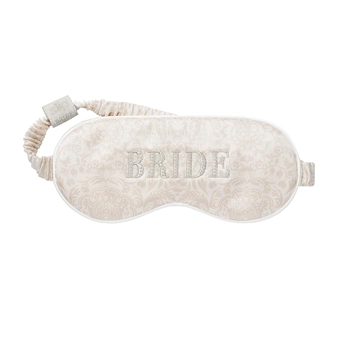 slip Silk Sleep Mask - Bridal Collection - Bride - 100% Pure Mulberry 22 Momme Eye Mask - Comfortable Sleeping Mask with Elastic Band + Pure Silk Filler and Internal Liner