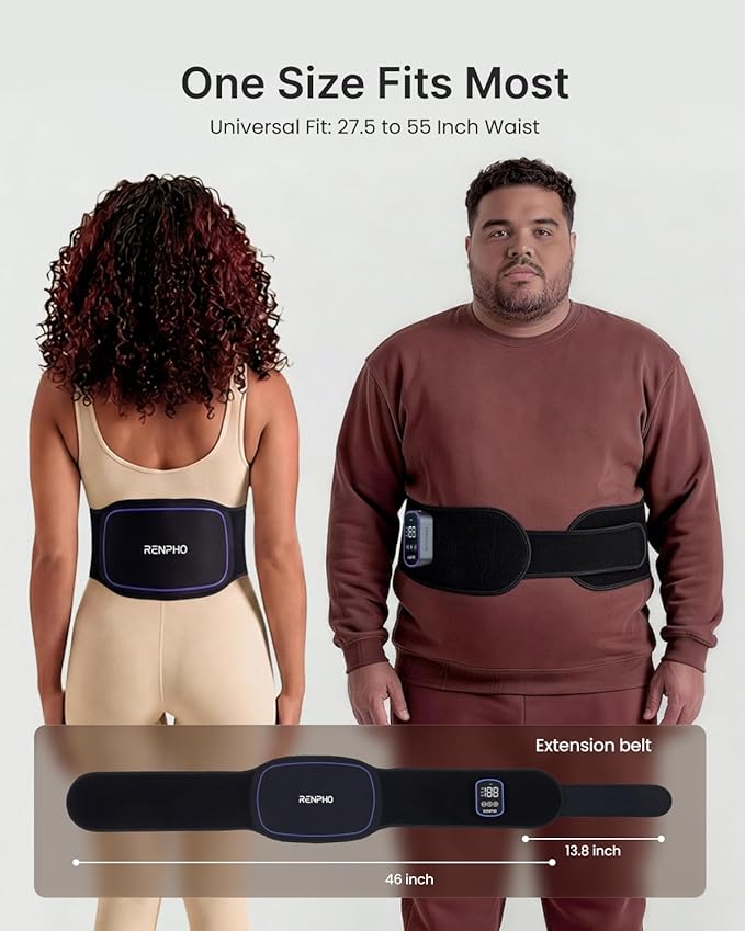 RENPHO Cordless Heating Pad for Back Pain, Red Light Therapy Belt for Low Back, Waist, Shoulder Sweatproof TPU Cover, Vibration, Timer, Adjustable Strap, Mothers Day Birthday Gifts for Women Men Mom