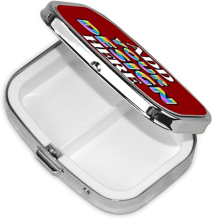 Custom Pill Container, Medicine Pill Box Case Organizer Travel Pill Holder Vitamin for Purse Med Wallet Portable Mini Pastillero Square, DarkRed, Personalized Gifts,