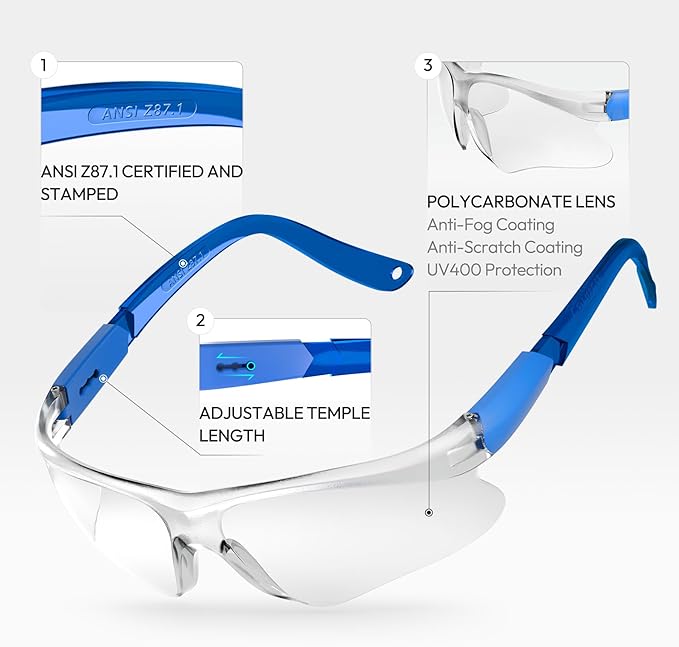 Shooting Glasses for Youth & Small Face Adults - Anti-Fog ANSI Z87.1 Certified Teens Range Shooting Eye Protection