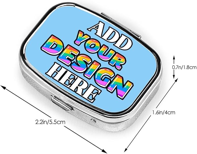 Custom Pill Box, Medicine Pill Organizer Case Container Travel Pill Holder Vitamin for Purse Med Wallet Portable Mini Pastillero Square, Light Sky Blue, Personalized Gifts