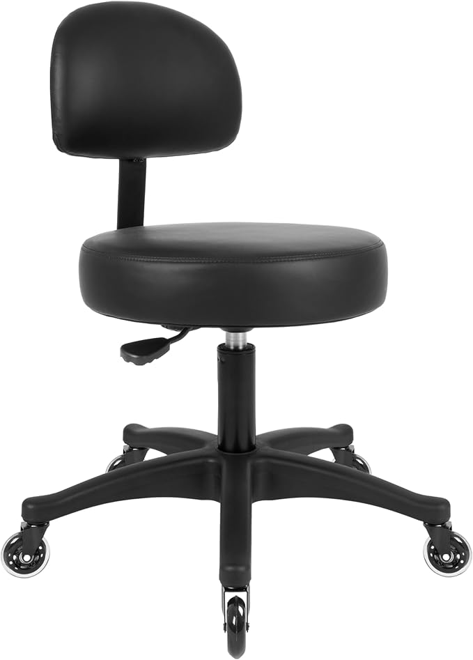 TAKE UR SEAT® Economical Multi-Purpose Medical Spa Chair Stool with Adjustable seat and Back Height. Advanced Fabric seat Cover is Easy to Clean. Blade Wheels (Table Height Black)