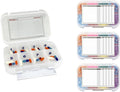 8 Time a Day Travel Sized Pill Case with Large Compartments and Airtight Seal, Adjustable Dividers, Silicone Gasket Waterproof Med Box, Numbered Stickers and Medication Map (Clear, 4 Pack)