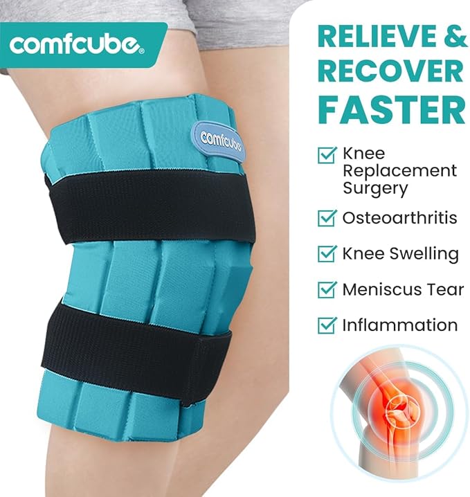 Ice Pack for Knee Pain Relief, 2 Hours Long Lasting Cold Pack for Knee Injuries, Cold Therapy Flexible Ice Pack Wrap for Knee Replacement Surgery, Swelling, ACL, Meniscus Tear