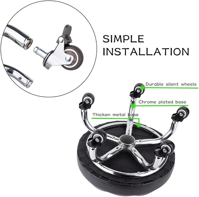 Pedicure Stool Low Roller Seat,Swivel stools Round Stool with Wheels, Black Low Chair with Wheels,PU Leather (Black StyleB)