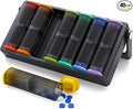 Weekly Pill Organizer 2 Times a Day, KOVIUU Large Travel Pill Box 7 Day, Am Pm Twice Daily Pill Case with Rotatable Handle, Pill Holder Container for Vitamin, Medicine, Supplement, Translucent-Black