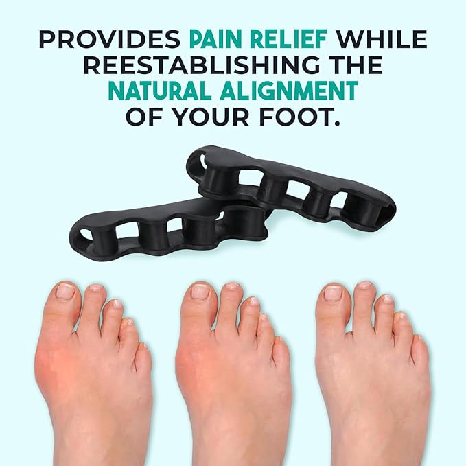 PrimalStep Toe Separators, Spreaders, Spacers, Straightener to Correct Toes for Men and Women, Bunion Corrector, Foot Pain, Plantar Fasciitis, S/M