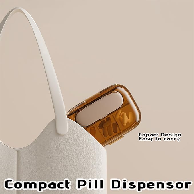 MURRI&MURRDI Travel Pill Organizer, 6 Compartments Small Pill Container, Daily Pill Box to Hold Vitamins, Portable Pill Case for Pocket Purse Medicine Organizer Detachable （G Coffee）