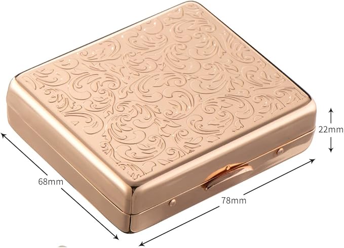 Fashion Elegant Medicine Portable Double Protection Switch Metal Travel Pill Box (7 Days) /8 Compartment (Champagne Gold)