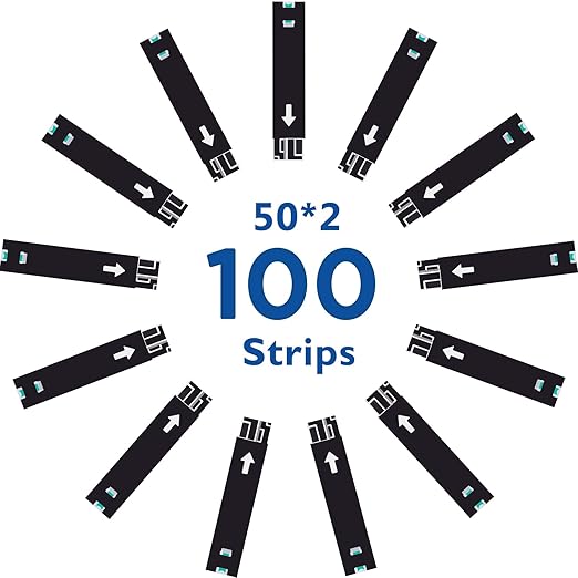 MM1100 Blood Glucose Test Strips, for Diabete Sugar Testing, 100 Count