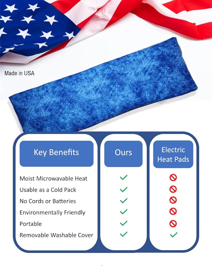 Microwavable Corn Filled Heating Pad and Cold Pack/Washable 100% Cotton Cover (Etched - Cobalt, 5.25in W x 17.25in L)