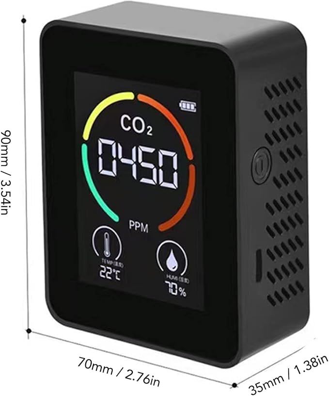 Eujgoov CO2 Detector ABS TVOC Sensor Air Quality Monitor USB Charging Thermometer Hygrometer for Home