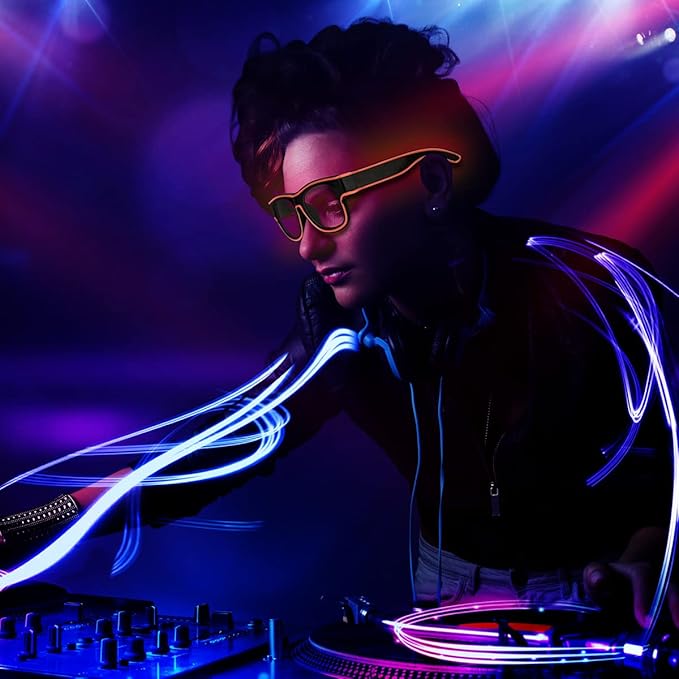 Ainiv Wireless Light Up Glasses 3 Modes LED Luminous Glasses Glow in the Dark for Parties, DJ, EDM, Halloween, Christmas