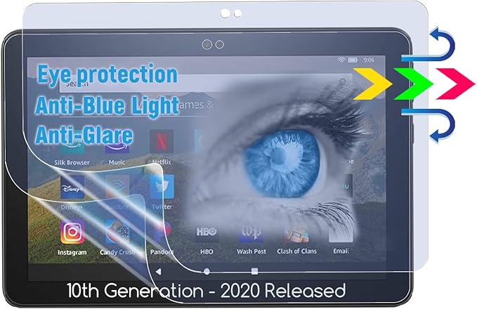 2-Pack Anti Blue Light Glare Screen Protector for Fire HD 8 / Fire HD 8 Plus 8" Tablet 14th/12th/10th Generation(2024/2022/2020 released), Eeys Protection Screen Film, Anti Glare/Fingerprint,No-Bubble