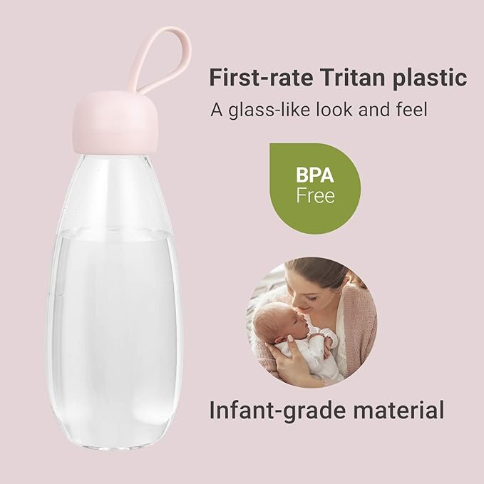 emoi BPA Free Water Bottle, 16oz/480ml Cute Water Bottle with Carrying Strap, Ideal for Kids Boys Girls Students Women Healthy Hydration-Pink