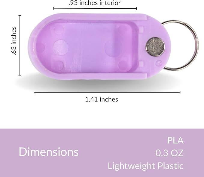 Standard Magnetic Keychain Pill Holder – Larger Capacity, Durable & Lightweight with Sleek Minimalist Design – Secure, Portable Travel Pill Organizer for Everyday Use (Lavender)