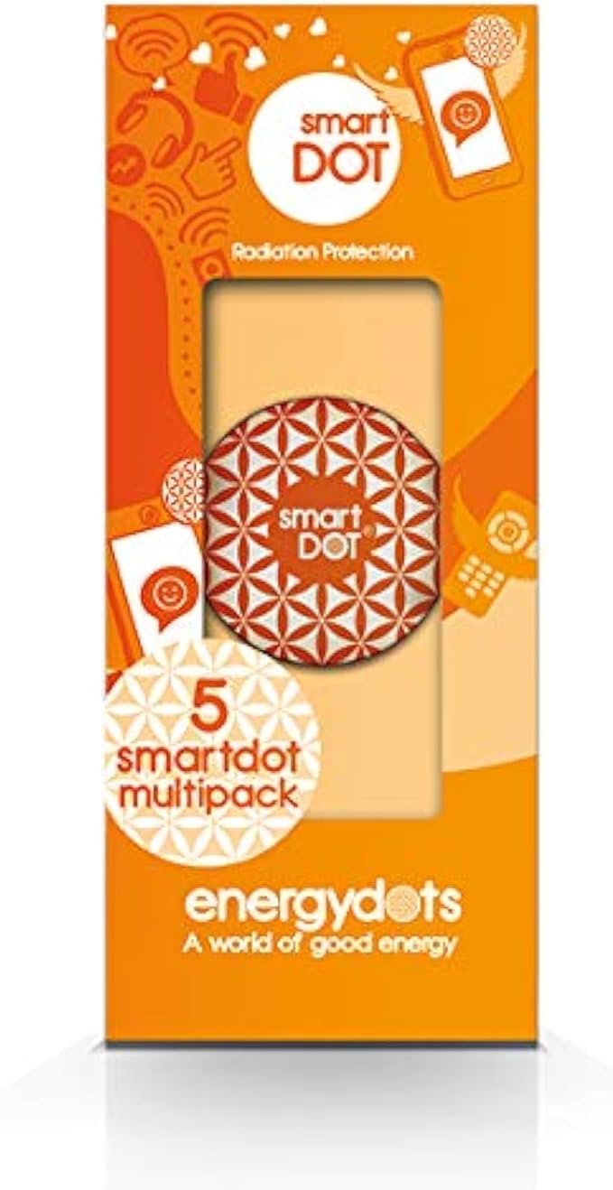 smartDOT EMF Stickers for Devices Support for Electro-Stress from Wireless Devices - EMF Blocker for Cell Phone Anti-Radiation Stickers, Laptop and Other Wireless Device Orange, 5 Pack