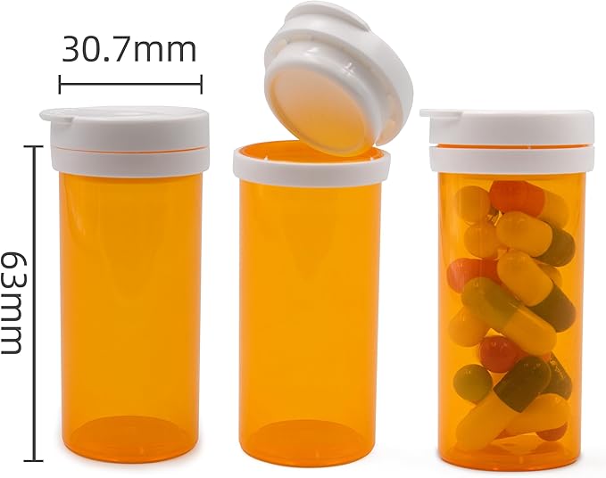 Desiccant Cap Pill Bottle, 30ml 20pcs Medicine Bottle, Pill Bottles Empty with Caps, Empty Pill Bottles, Prescription Medicine Containers Travel Pill Vials Clear Pill Case Organizers