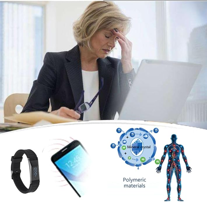 Protection Necklace and Bracelet (Set), Phone - Wifi - Wristband for Well-being - 7 Natural Energy Elements, Magnetic Bracelet - Waterproof and Fits All Wrists, Circulation, Energy & Balance (Black)