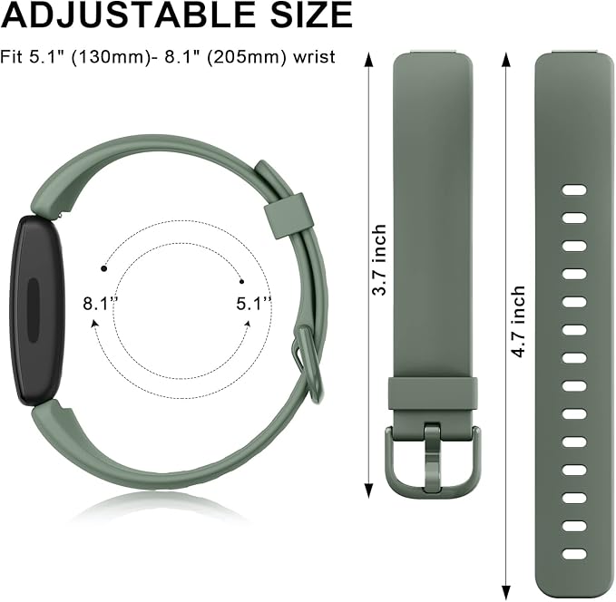 3 Pack Silicone Bands Compatible with Fitbit Inspire 2 Bands for Women Men, Adjustable Replacement Sport Wristbands Straps for Fitbit Inspire 2 / Ace 3 (Black/Abyss Blue/Avocado Green)
