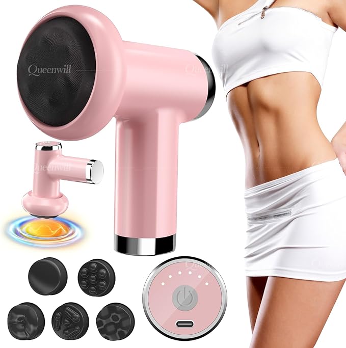 Anti Cellulite Massage Tool, Body Sculpting Machine for Women, Lymphatic Drainage Device with Lipo Roller, Handheld Home Use for Belly Fat, Stomach, Thighs & Buttocks Sculpting (Pink)