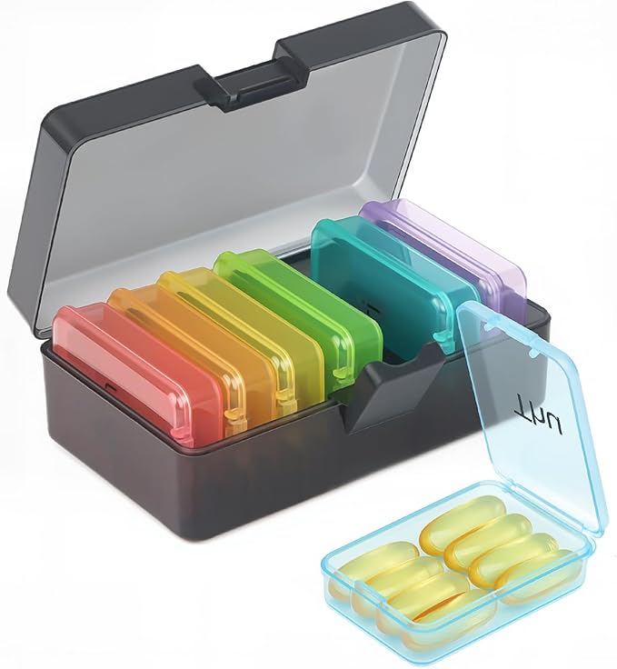 Weekly Pill Organizer - Pill Box 7 Day, Cotatoc Daily Pill Case with Large Capacity Compartments, Medicine Pill Organizer for Travel, Fish Oil Vitamins and Supplements
