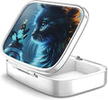 WATASSA Pill Box with Animal Style Mirror All-in-One 2-Compartment Portable Medicine Organizer, Marble Pattern Travel Pill Case for Vitamins&Daily Medication(Fits Pocket/Purse) (Blue Cat)