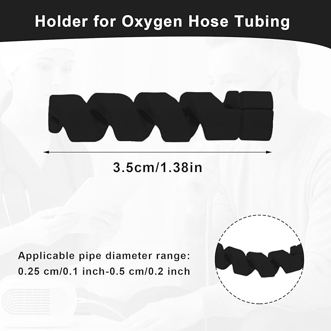 10 Pack Oxygen Tube Support Crimp Straightener for Portable Oxygen Concentrator, Oxygen Tubing Support for Oxygen Tank Oxygen Hose Nasal Cannula Oxygen Accessories (Black)
