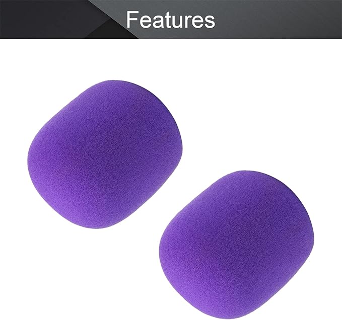 Fielect 2Pcs Microphone Cover Sponge Foam Mic Cover Handheld Microphone Windscreen Shield Protection Micro Foam Filter Purple for KTV Broadcasting