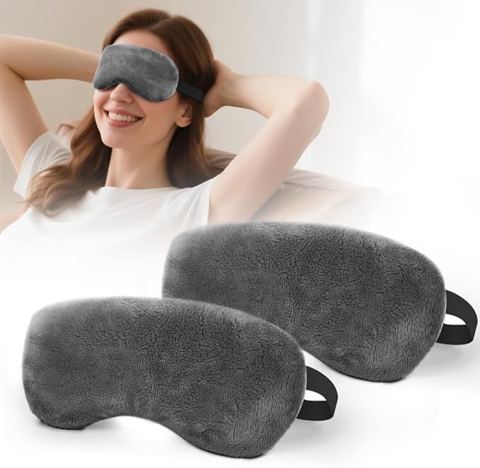 Microwave Heated Eye Mask, Steam Warm Compress for Dry Eyes, Work with Relieve, Blepharitis & Stye Treatment (Gray) - 2 Pack