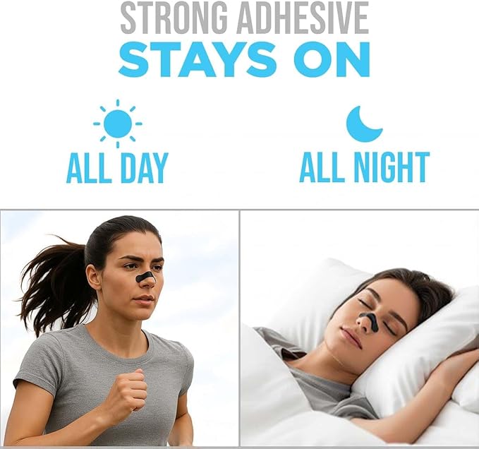 ProInhale™ Athletic Nose Strips for Breathing – Flexible Nasal Strip for Comfortable Fit, Secure Hold, Non-Slip Adhesive Nose Tape, Sport and Sleep Nose Strips, 60 Count Nasal Expander Strips