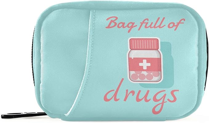Pill Organizer Pill Box 7 Day Pill Case Bag Travel Pill Organizer Bag with Zipper Portable Weekly Case Compact Size for Vitamins Supplement Holder