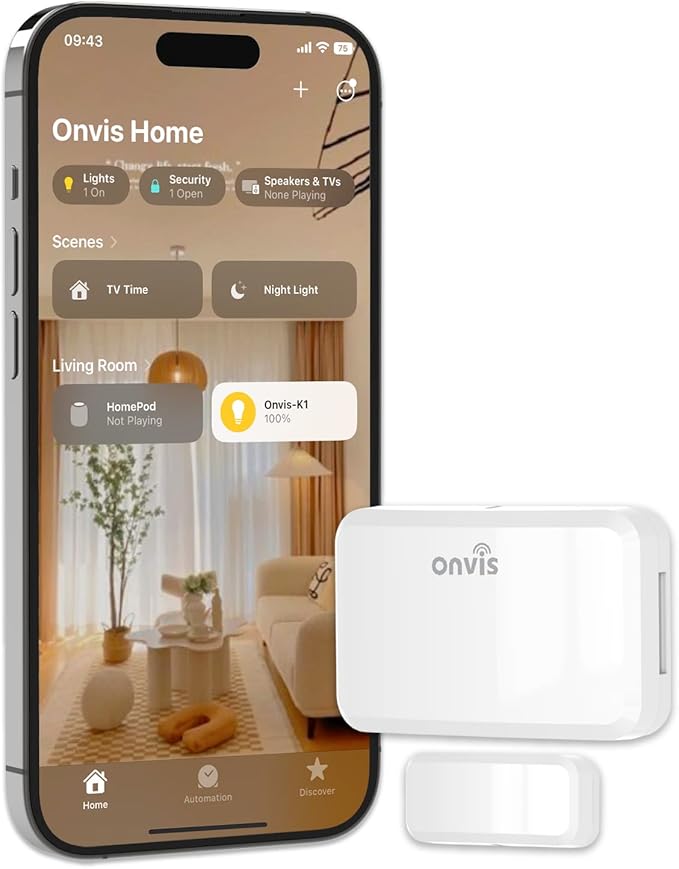 Onvis Smart Door & Window Sensor, Thread-Enabled HomeKit Contact Sensor, Bluetooth Wireless Low Energy , Home Automation, No Hub Required