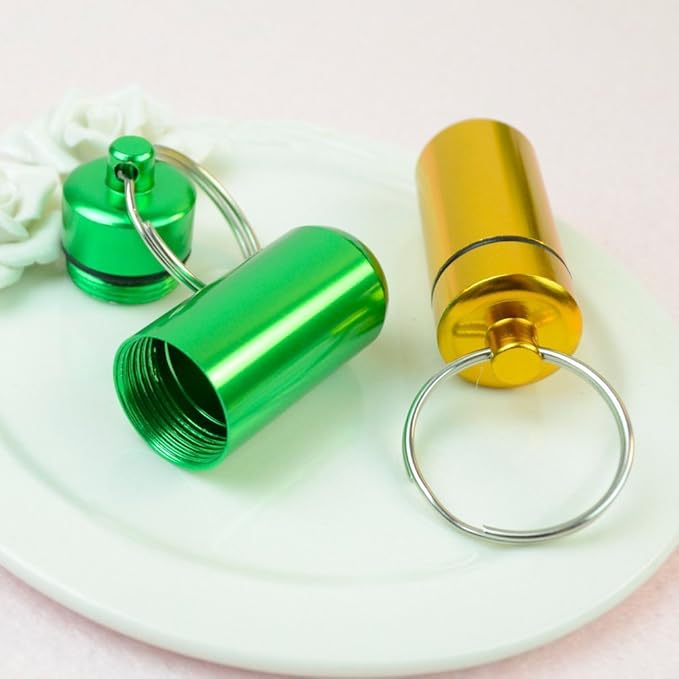 Waterproof Aluminum Pill Box Case Bottle Cache Drug Holder Keychain Container 6 Pcs,6 Color