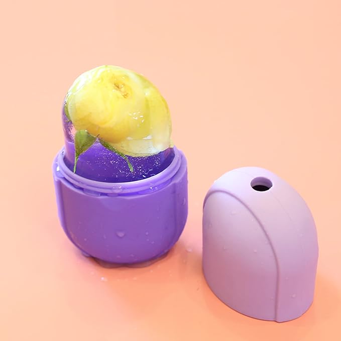 Ice Roller For Face, Purple Beauty Ice Facial Roller for Face and Eye Neck Skin Care, Silicone Ice Stick Face Ice Mould Icing Tool, Eye Puffiness Relief & Remove Fine Lines & Reduce Acne