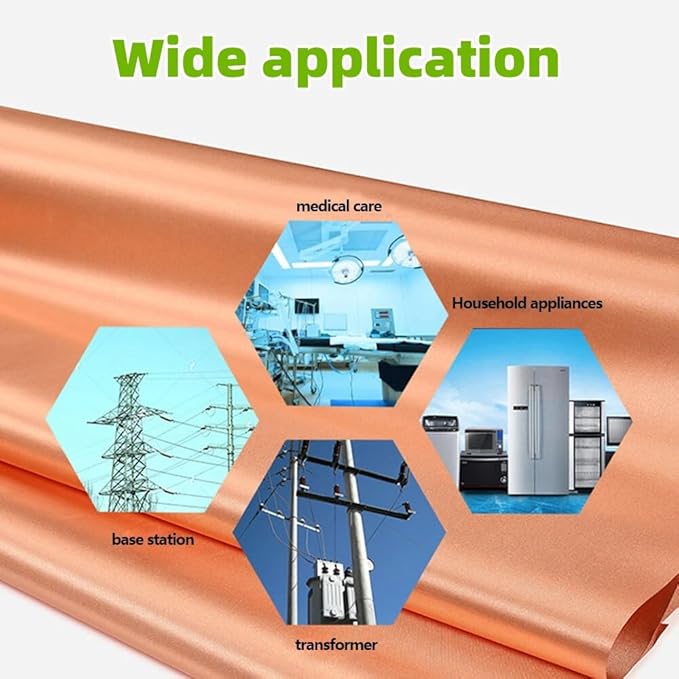 Amradield Copper Fabric Reduce Hamful Signals (WiFi, Cell, Bluetooth, etc) Golden Color 100M Healthy Living Safety Signal Barrier Fabric