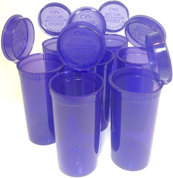Multi-Use Airtight Empty Pill Bottles with Hinged Lids, 13 Dram Plastic Bottle Organizer for Supplements, Vitamins & Medicines, 12 Pack (Violet Transparent)