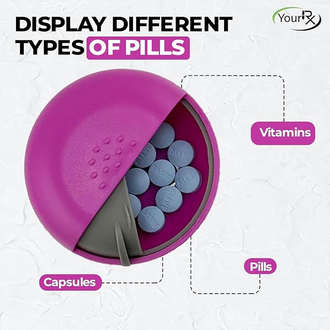 Round Travel Pill Organizer - Portable Small Pill Box for Purse - Compact, Leak-Proof Medicine Container for Pills, Vitamins, Fish Oil, Supplements - BPA-Free, Durable Design, 2.75" (Pink)