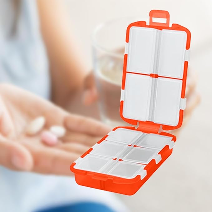 INVODA 7-Day Pill Organizer with Medicine Labels Travel Pill Case Compact, Portable Medication Organizer for Daily Use (3.7 x 2.4 x 1.18 Inches)